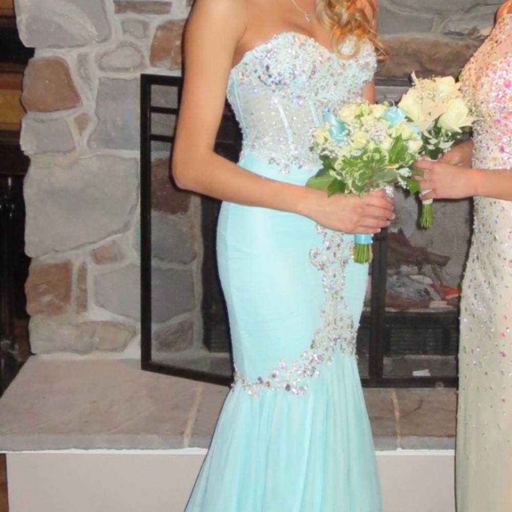 Aqua blue prom dress, size XS.